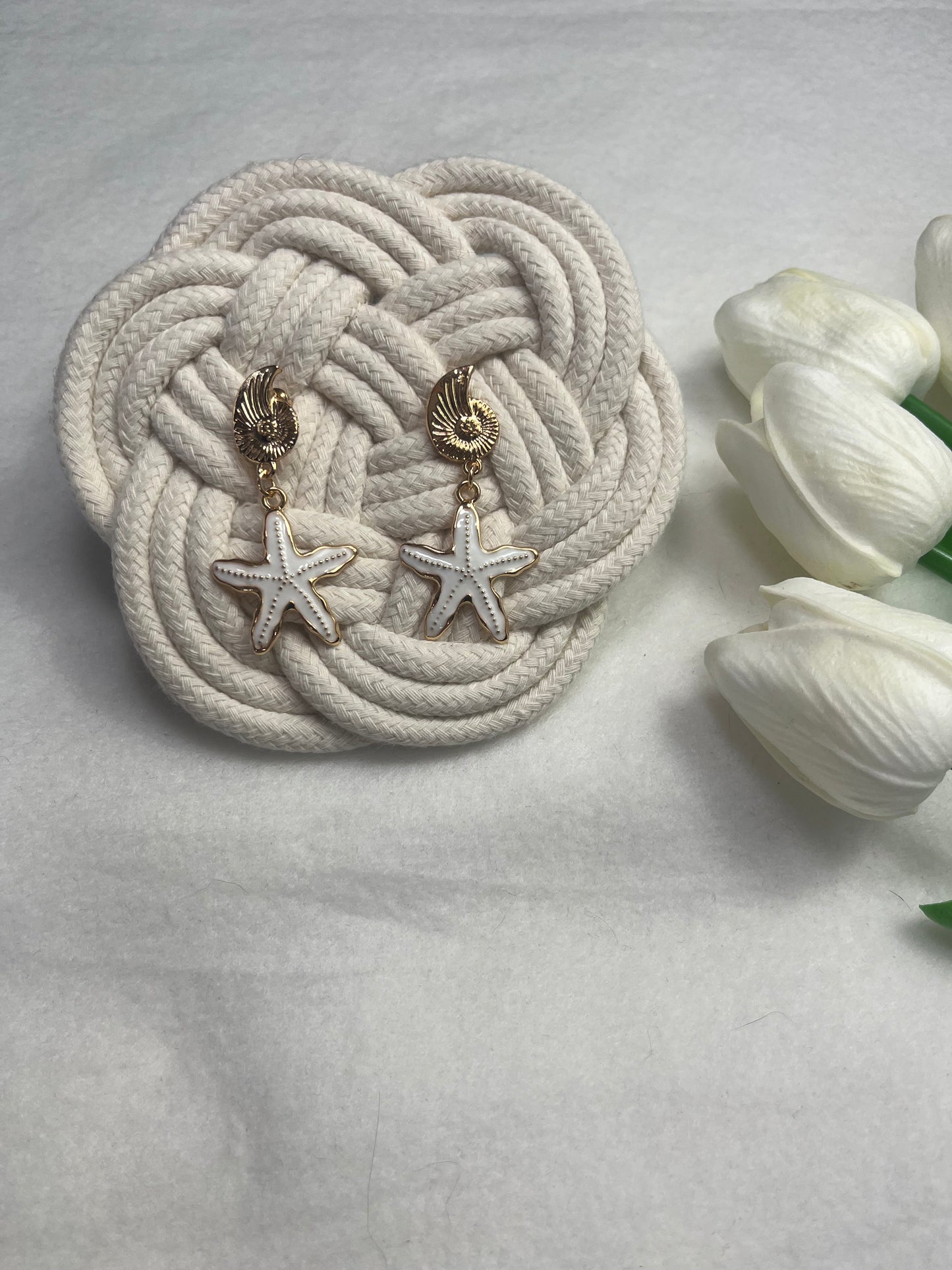 Boucles d'oreilles coquillage et étoile de mer