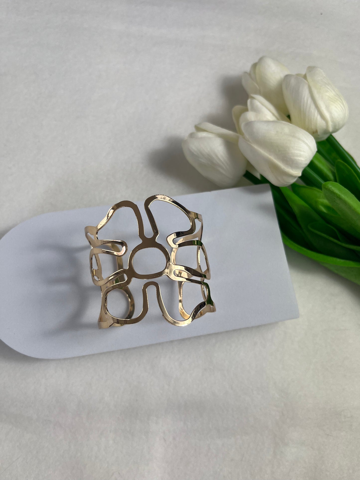 Bracelet Fleur manchette en acier inoxydable