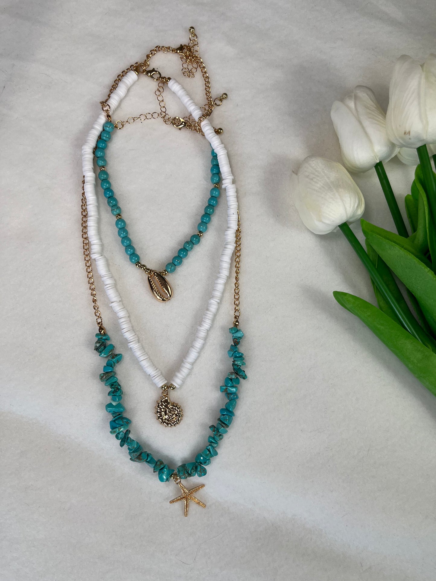 Ensemble de colliers bleu turquoise